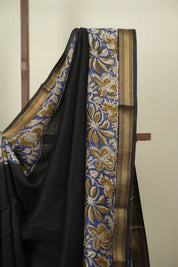 Black HBP Cotton Silk Saree With Chanderi Border - SRBCSS1740