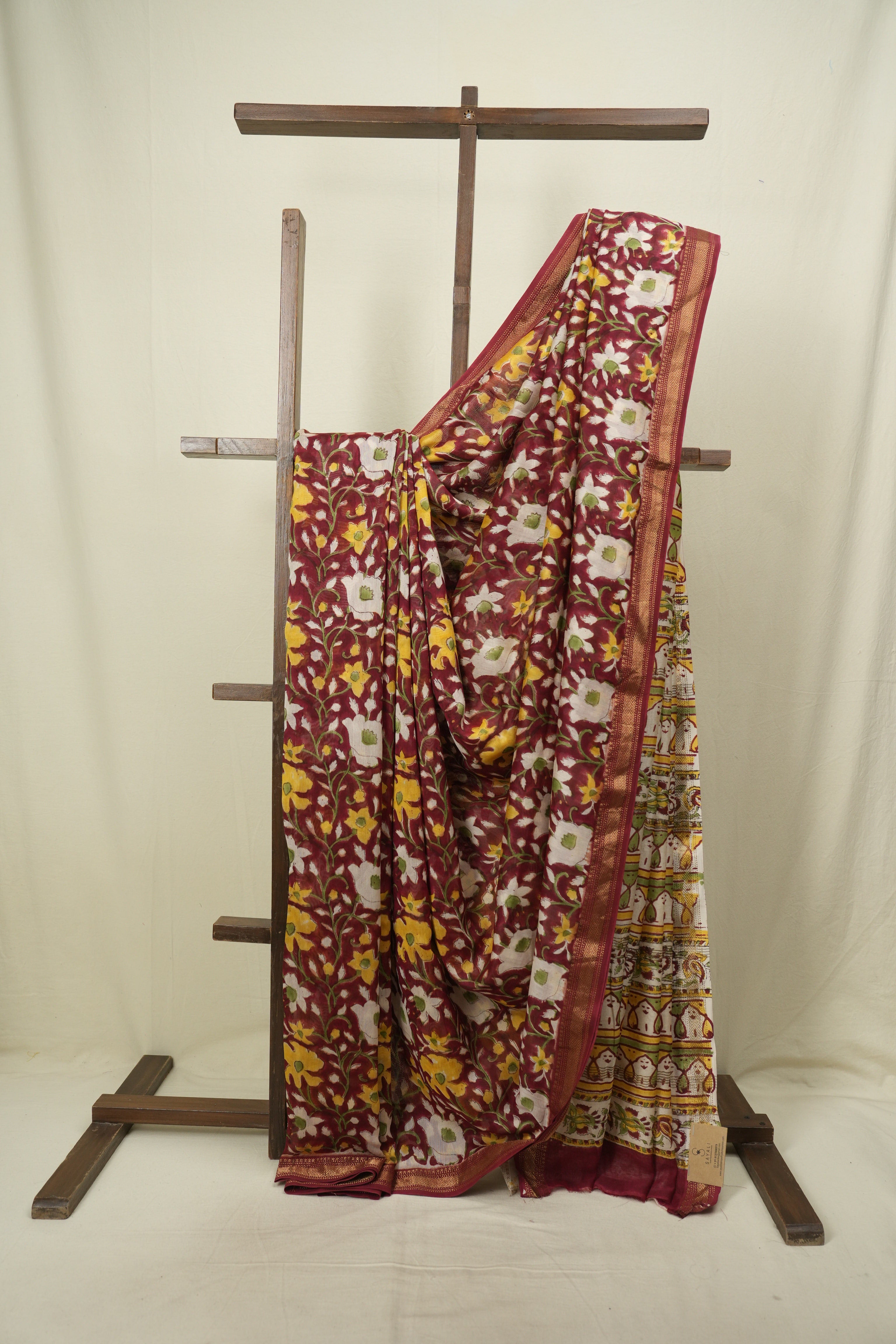 Maroon HBP Cotton Silk Saree With Chanderi Border - SRMCSS1741