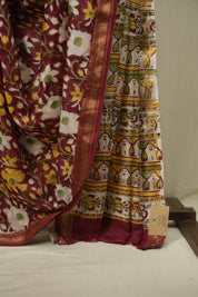 Maroon HBP Cotton Silk Saree With Chanderi Border - SRMCSS1741