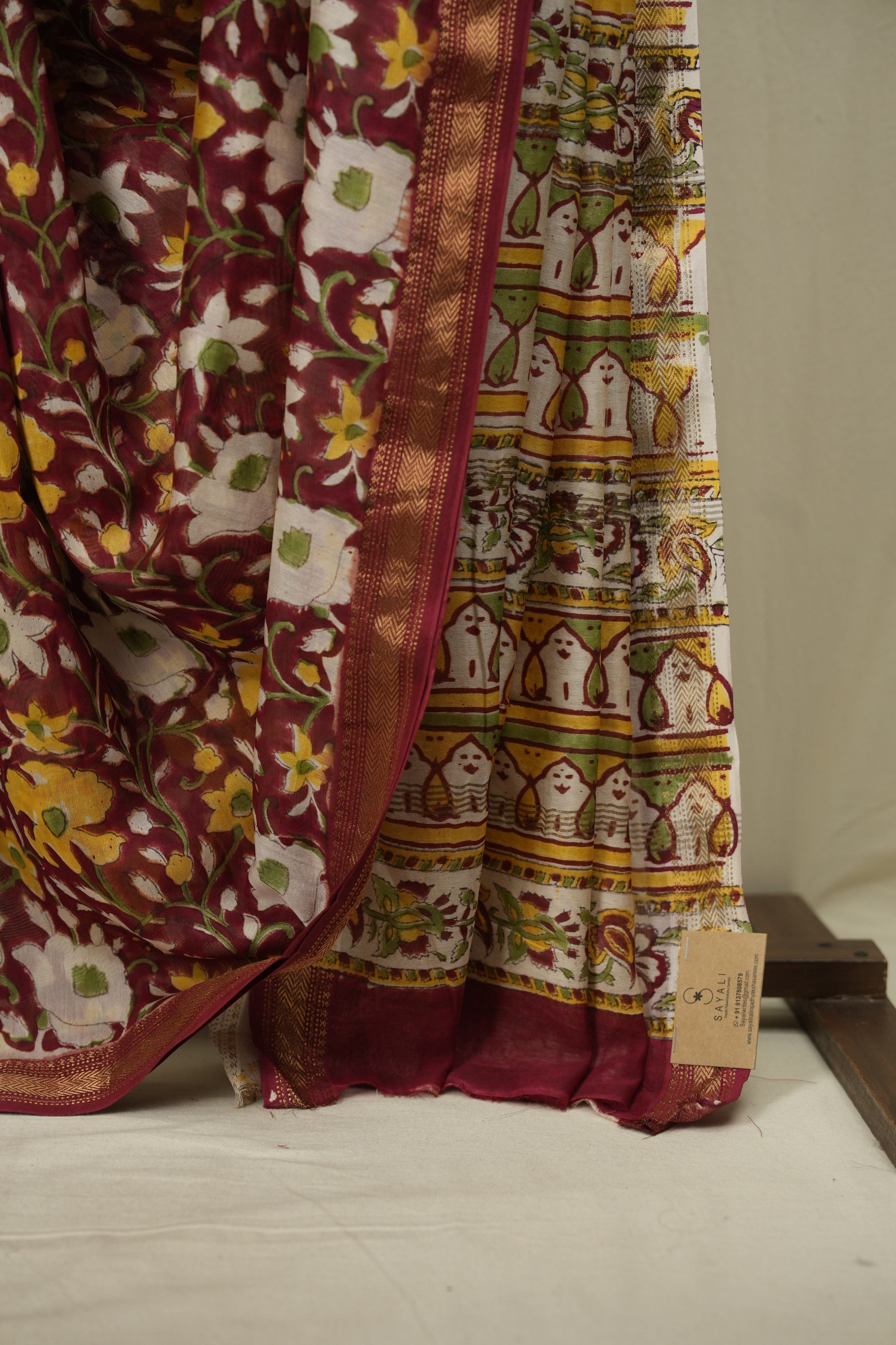 Maroon HBP Cotton Silk Saree With Chanderi Border - SRMCSS1741