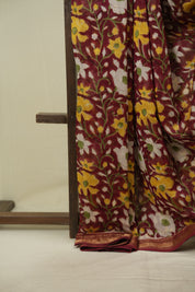 Maroon HBP Cotton Silk Saree With Chanderi Border - SRMCSS1741