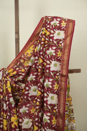 Maroon HBP Cotton Silk Saree With Chanderi Border - SRMCSS1741