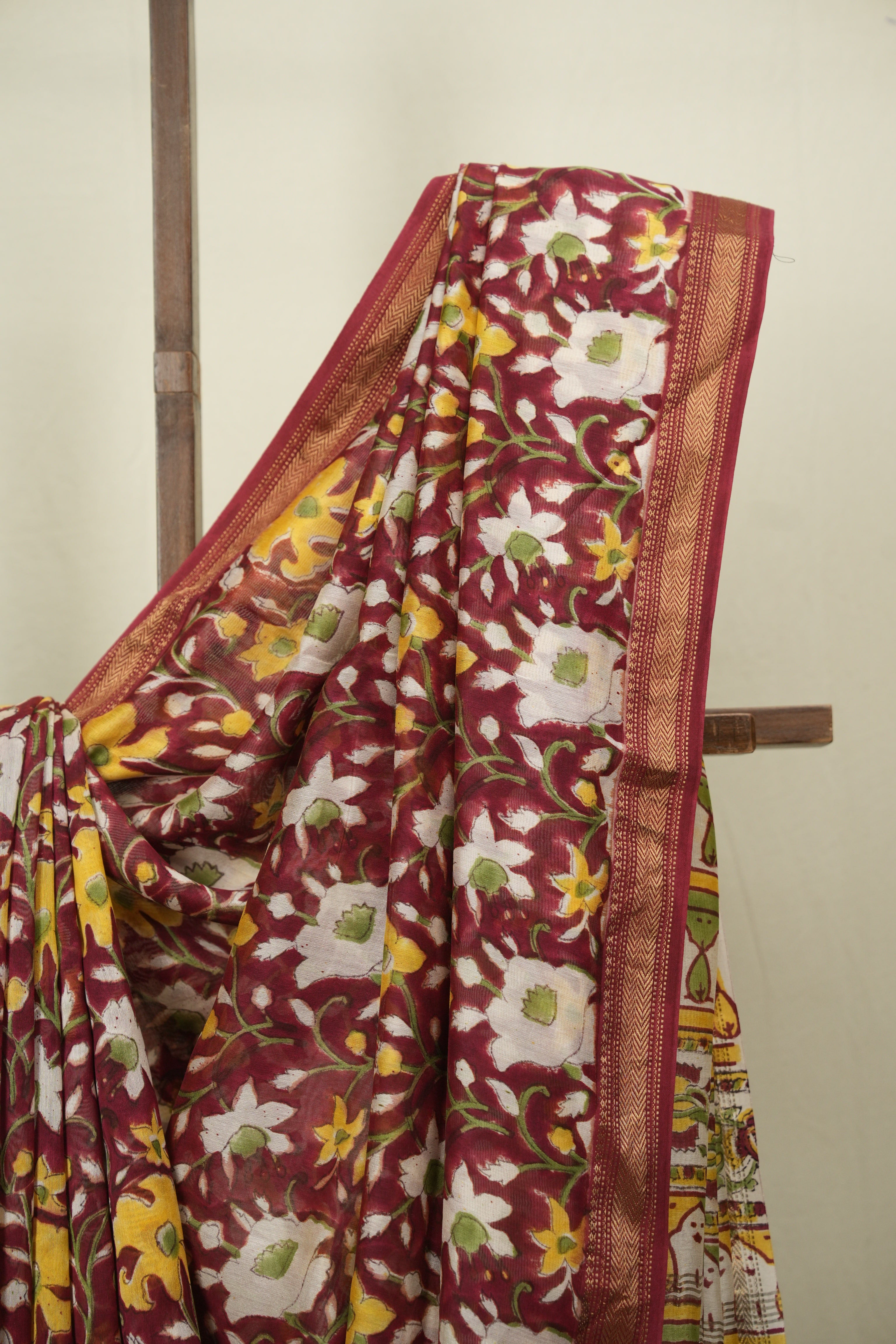 Maroon HBP Cotton Silk Saree With Chanderi Border - SRMCSS1741