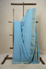 Sky Blue Cotton Paithani Saree - SRSBCPS664