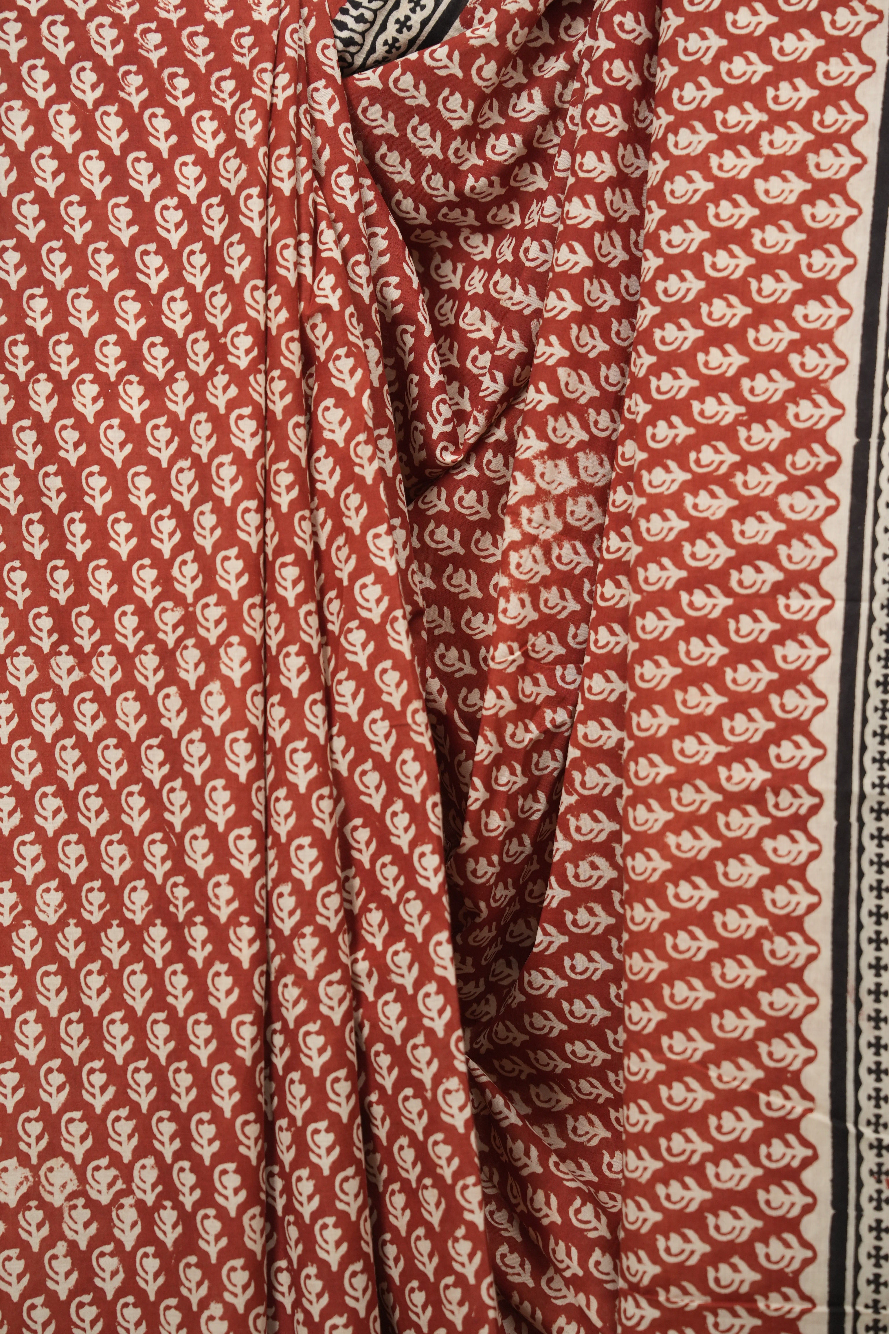 Red HBP Cotton Saree - SRRCS3685