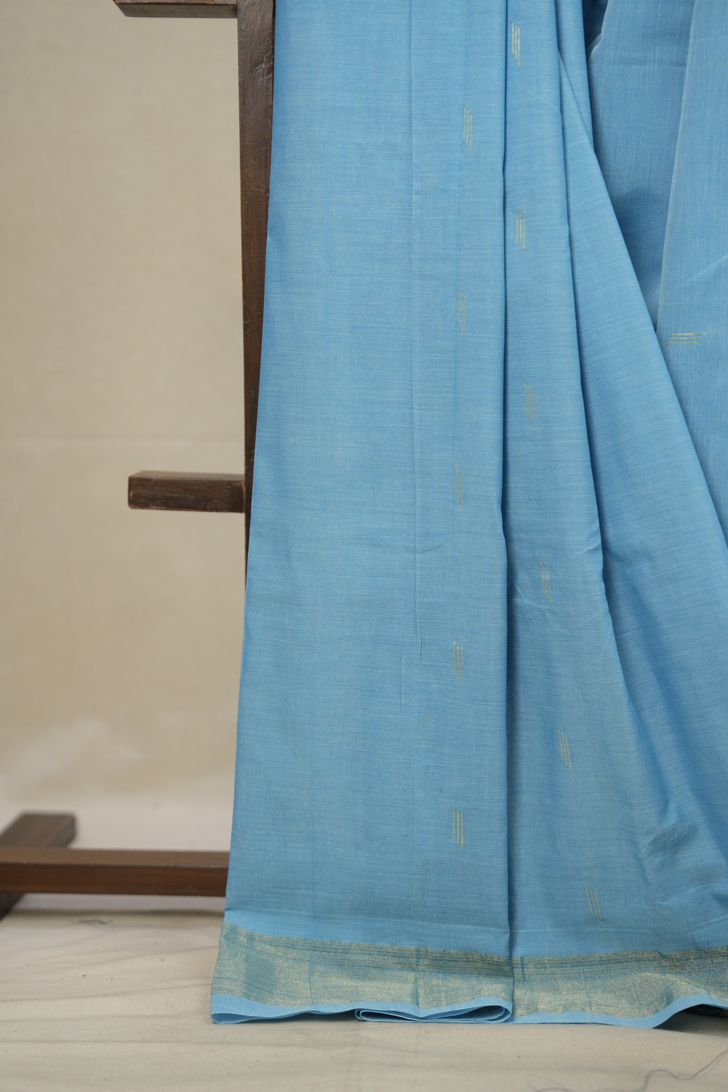 Sky Blue Cotton Paithani Saree - SRSBCPS664