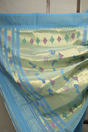 Sky Blue Cotton Paithani Saree - SRSBCPS664