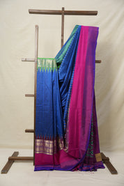 Dark Blue Pochampalli Silk Ikat Saree - SRDBPSIS287