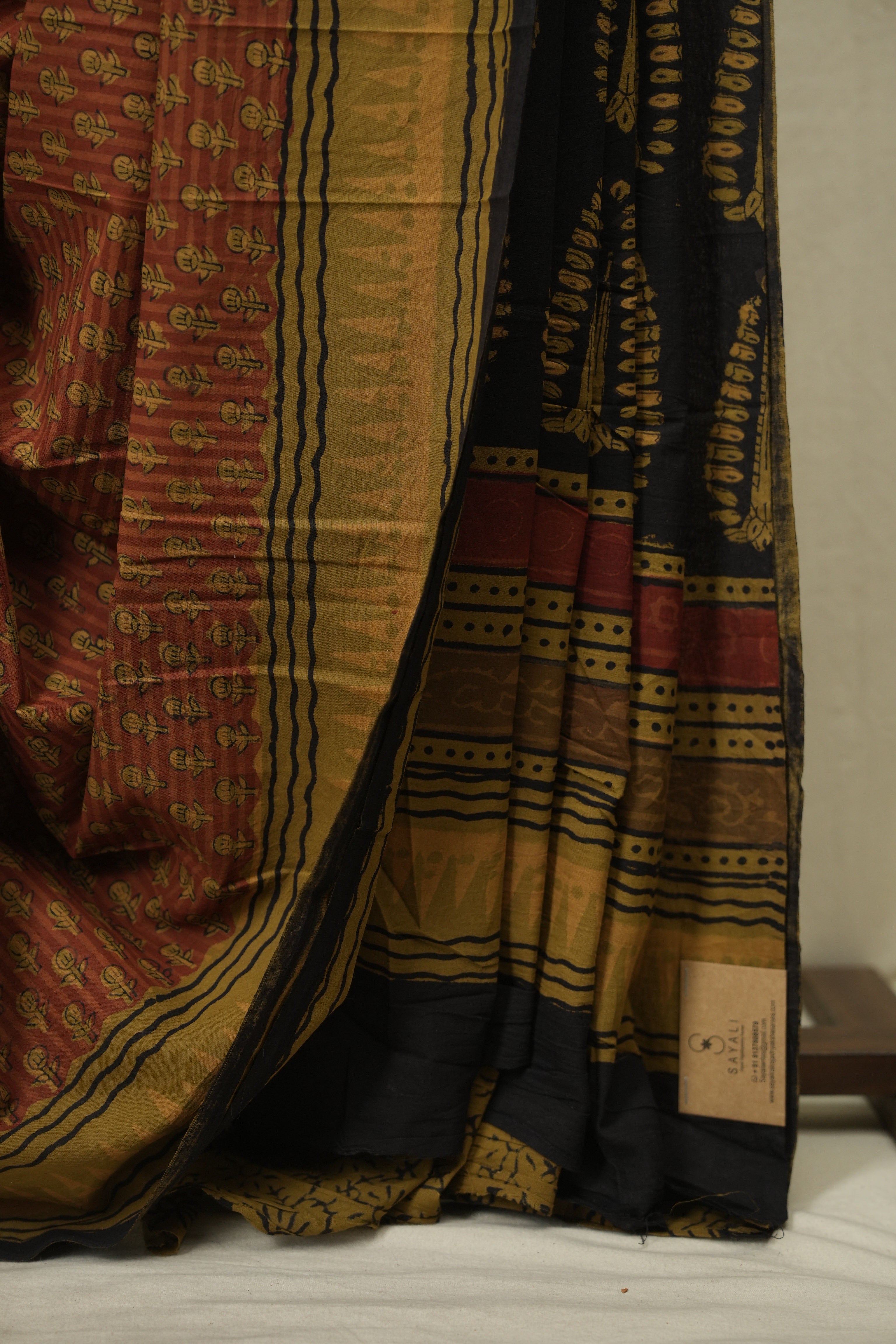 Rust HBP Cotton Saree - SRRCS3651