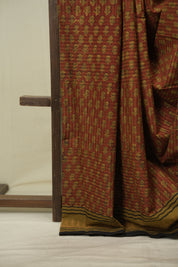 Rust HBP Cotton Saree - SRRCS3651