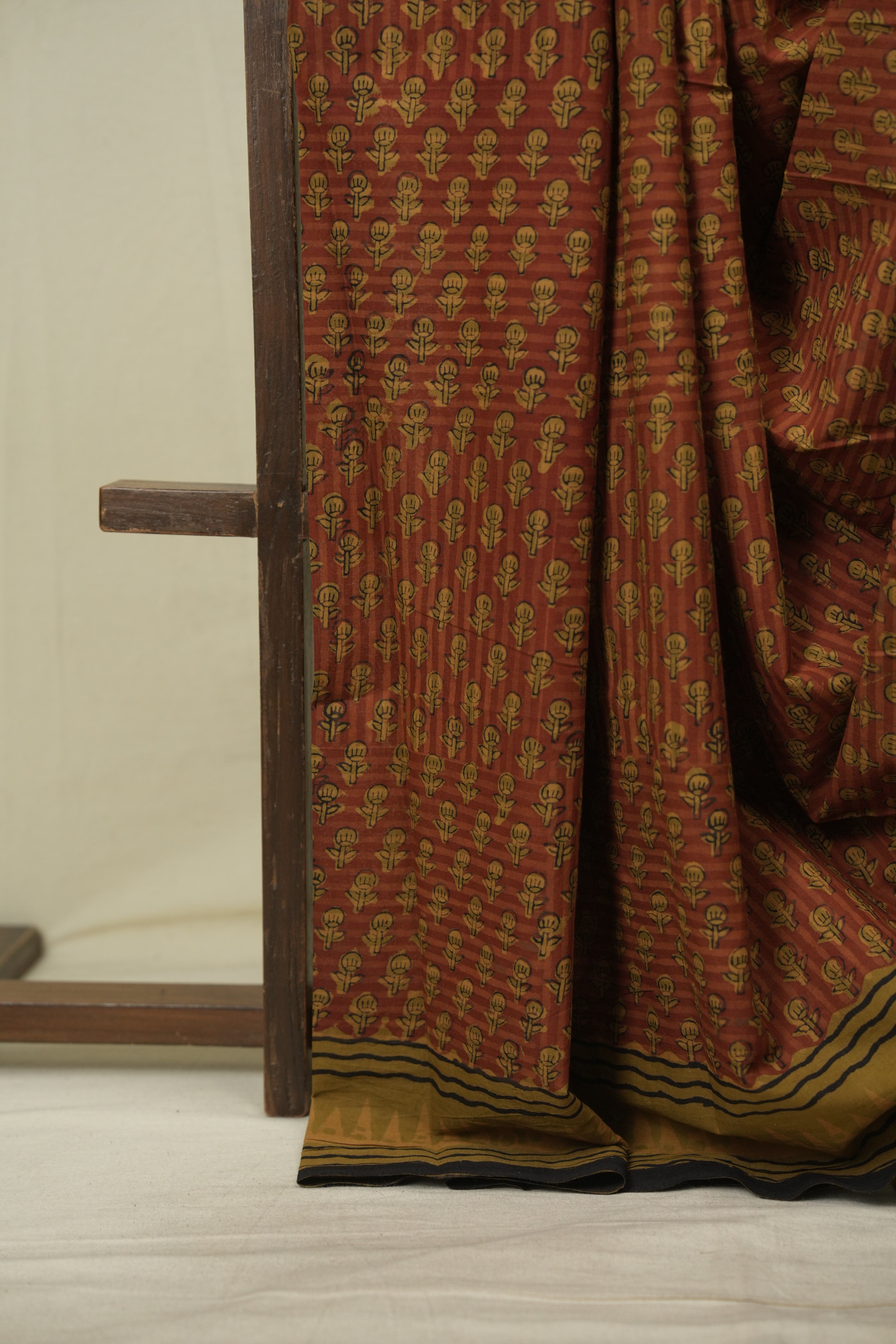 Rust HBP Cotton Saree - SRRCS3651