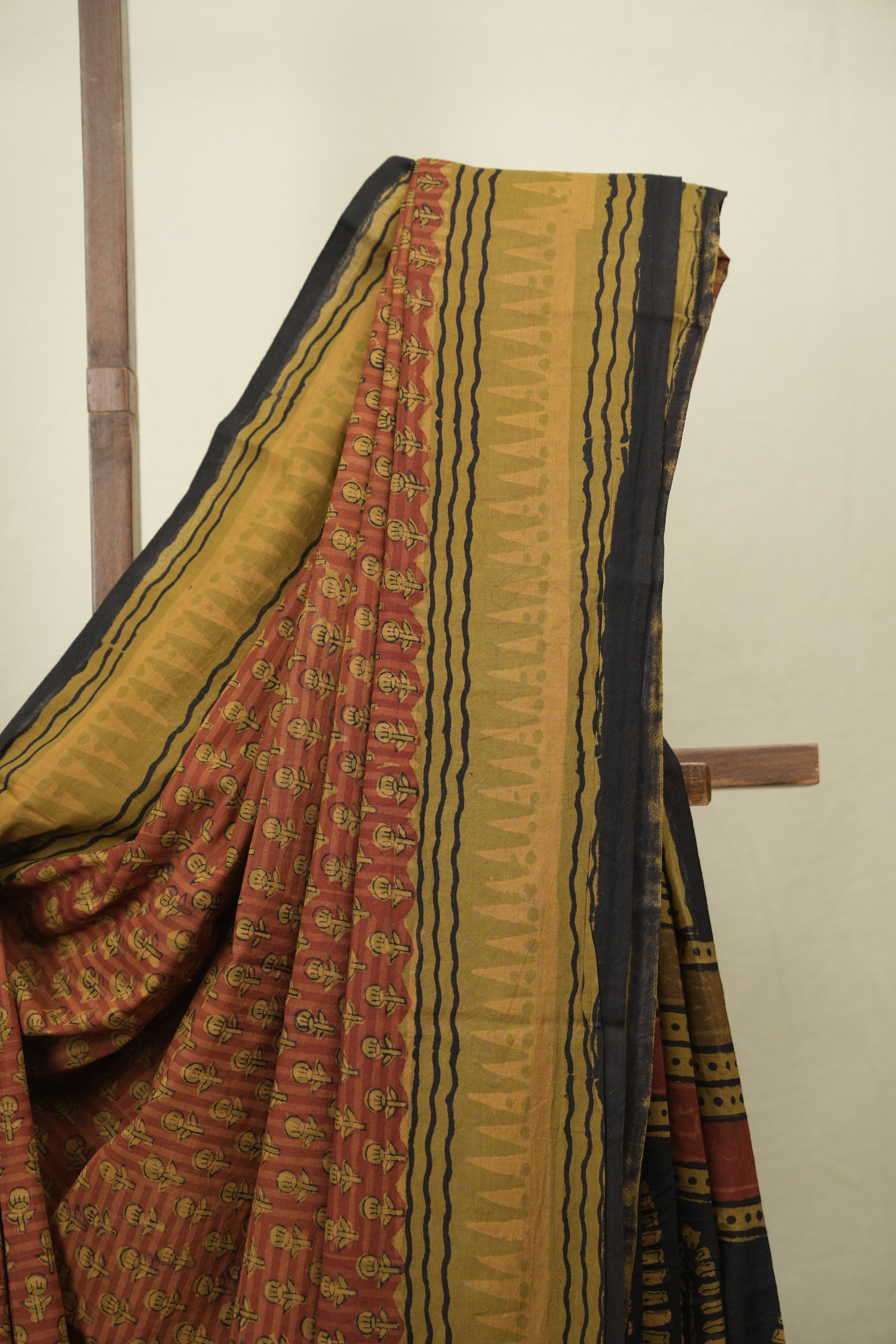 Rust HBP Cotton Saree - SRRCS3651