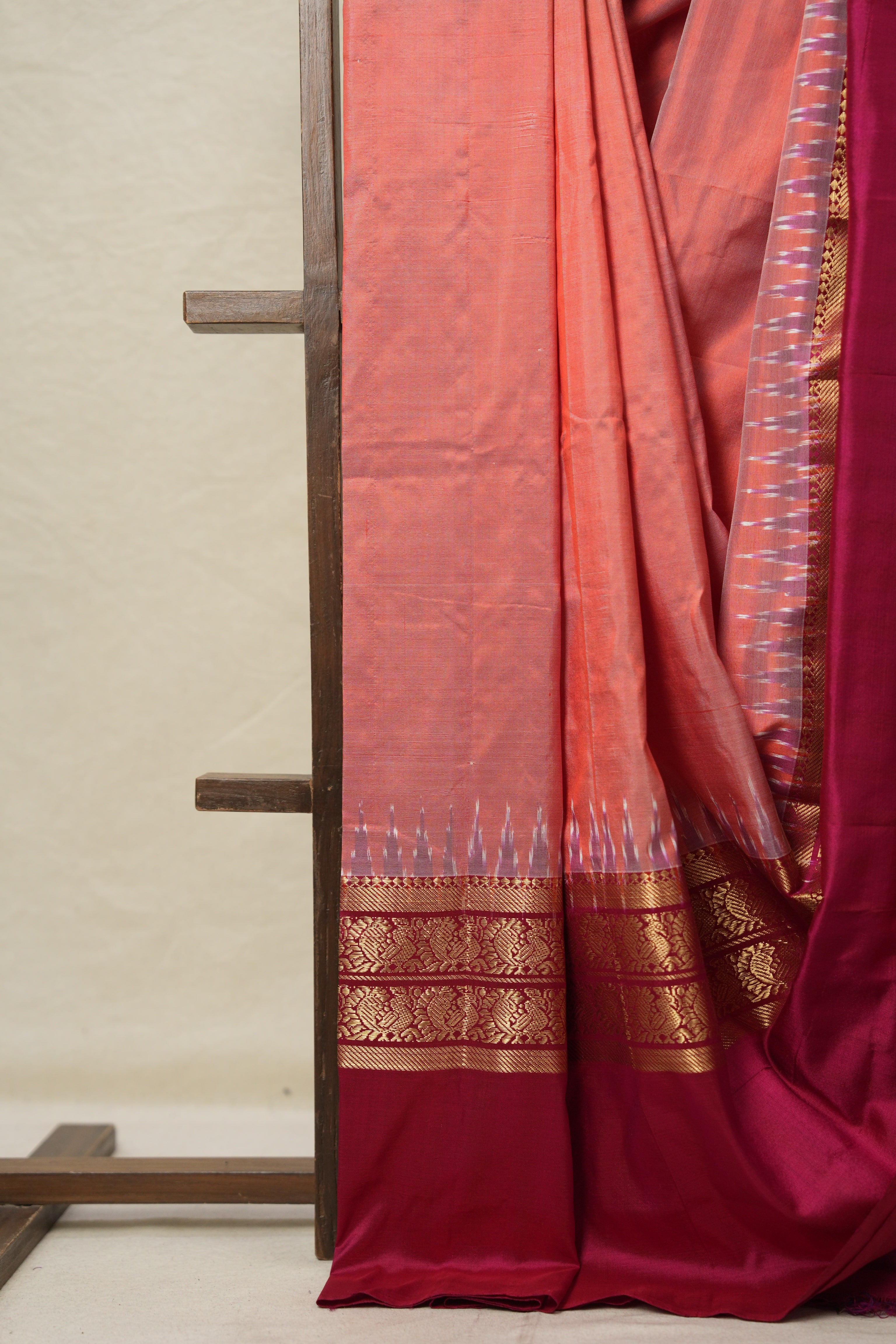 Peach Pochampalli Silk Ikat Saree - SRPPSIS286