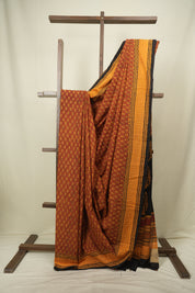 Rust HBP Cotton Saree - SRRCS3648