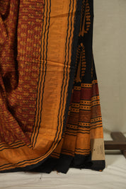 Rust HBP Cotton Saree - SRRCS3648