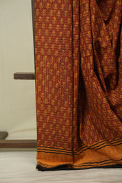 Rust HBP Cotton Saree - SRRCS3648
