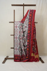 White Rajkot Patola Silk Saree - SRWRPSS462