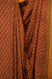 Rust HBP Cotton Saree - SRRCS3648