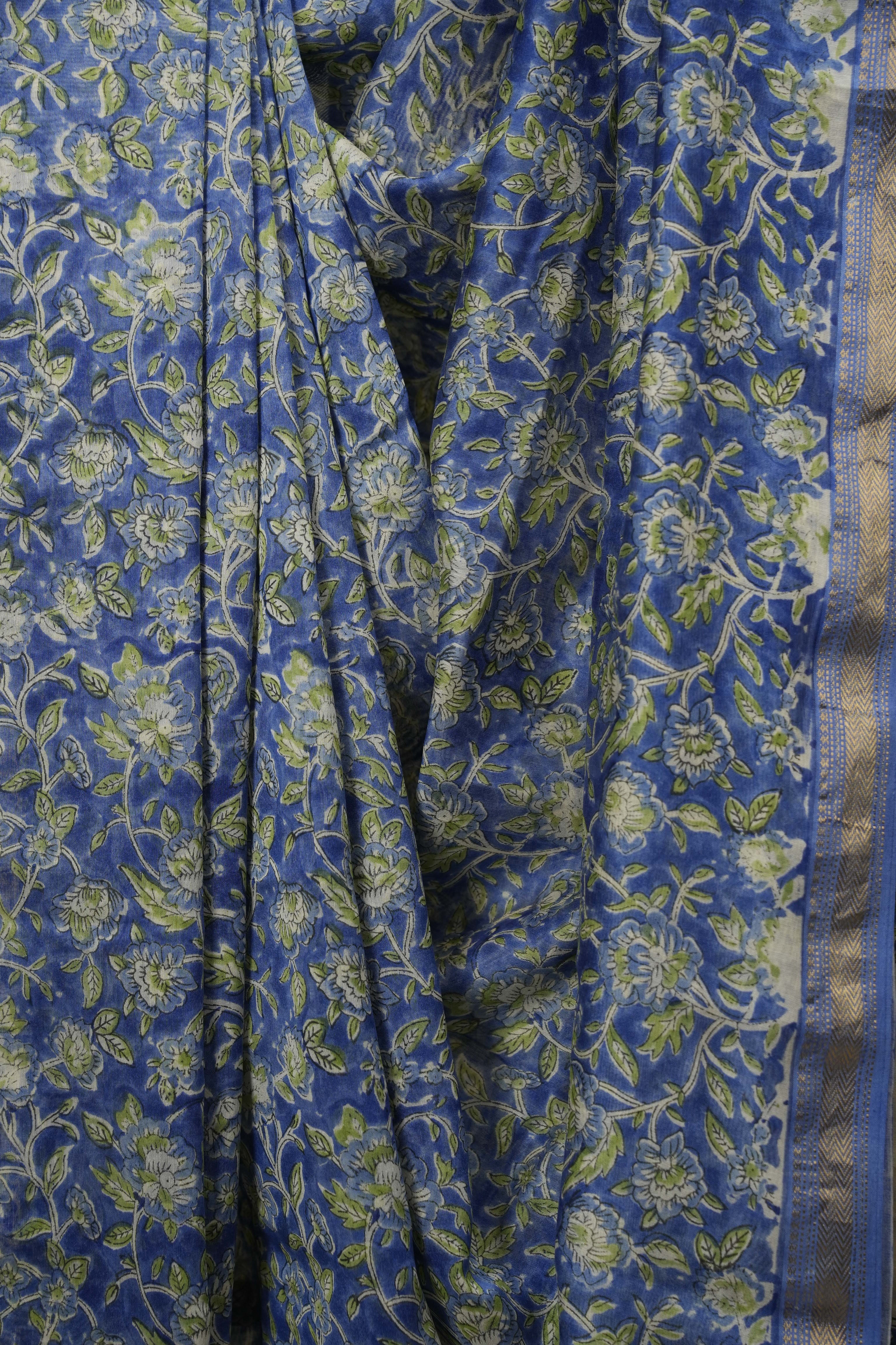 Blue HBP Cotton Silk Saree With Chanderi Border - SRBCSS1758