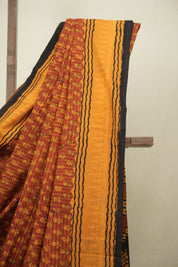 Rust HBP Cotton Saree - SRRCS3648