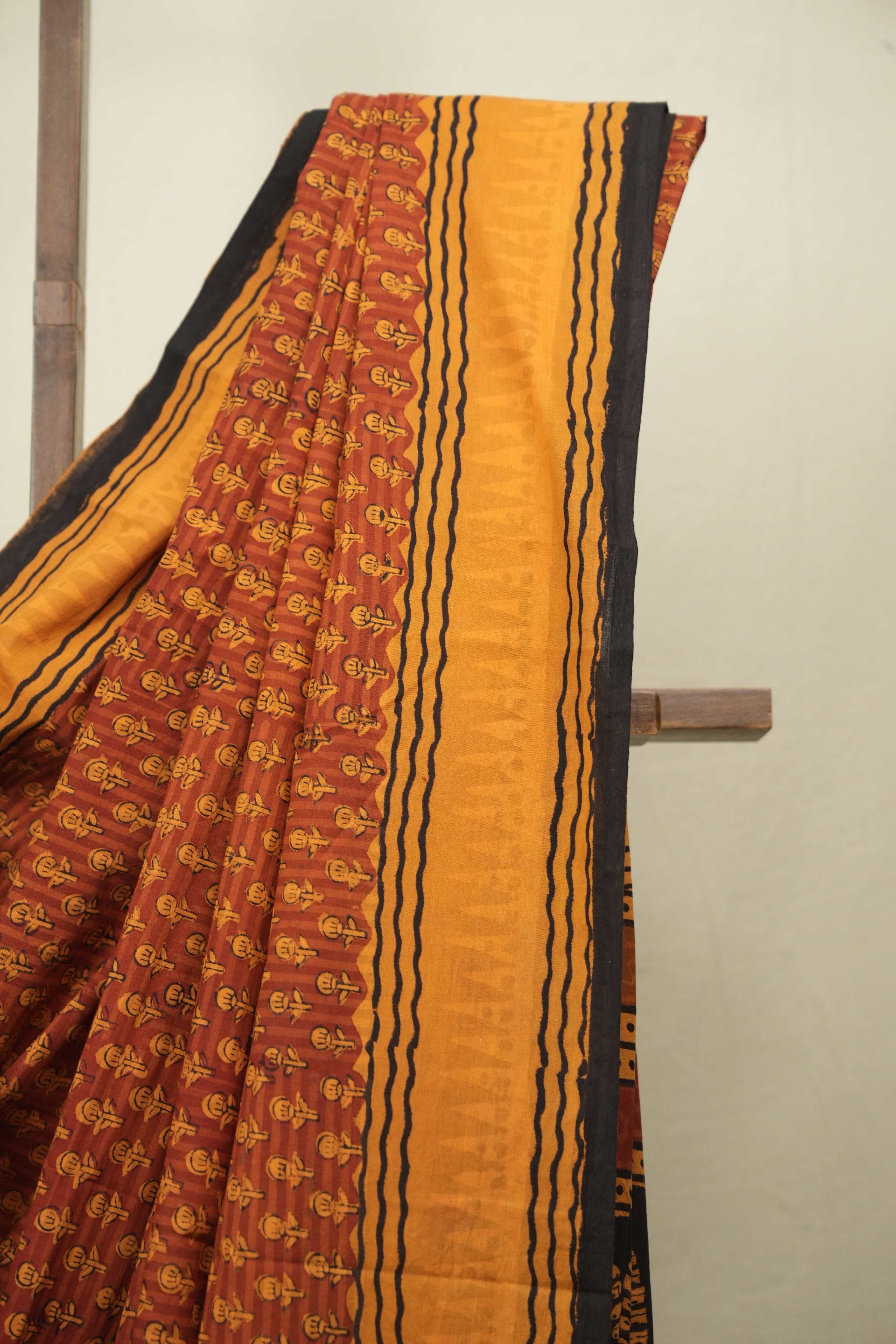 Rust HBP Cotton Saree - SRRCS3648