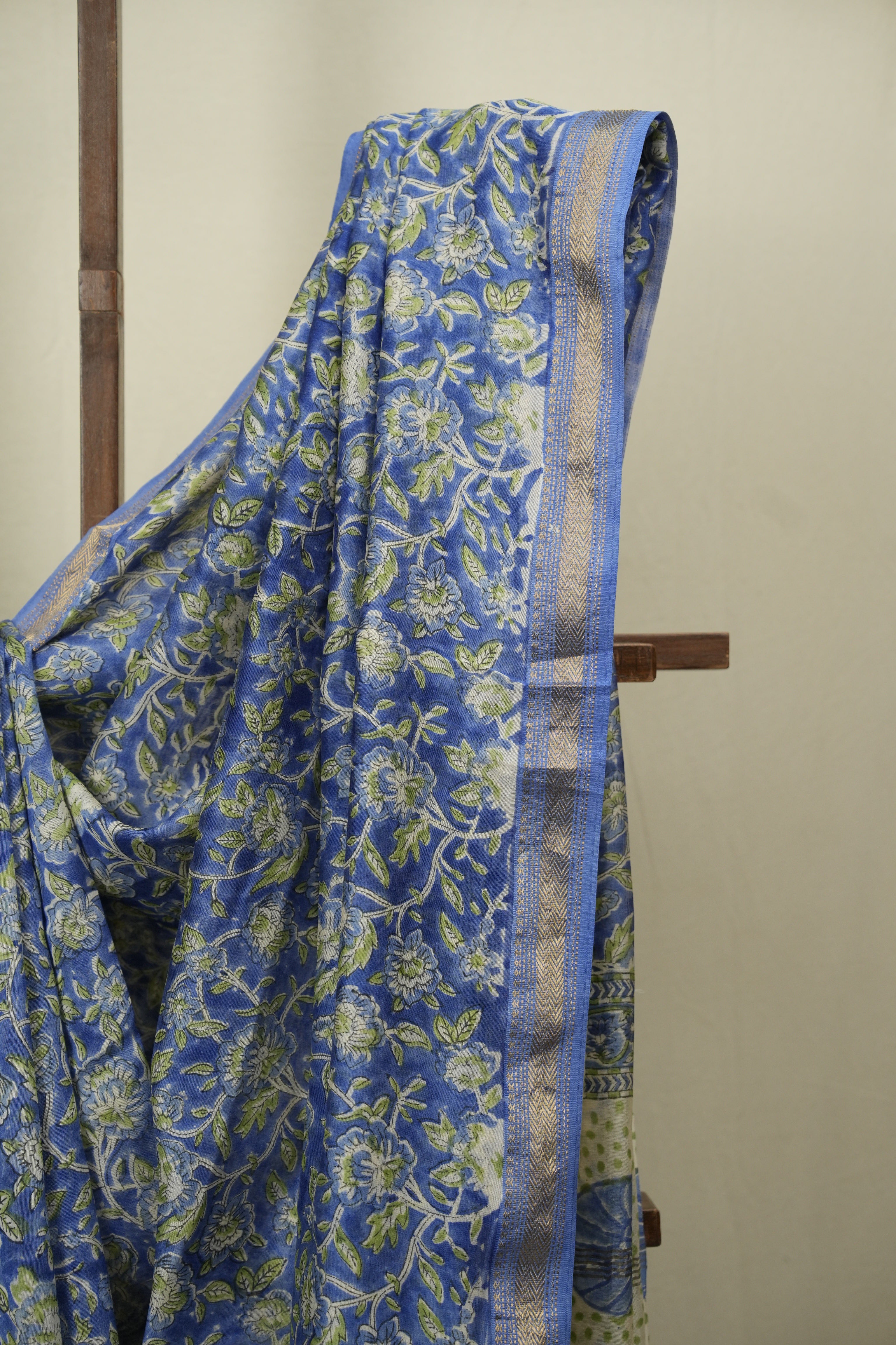 Blue HBP Cotton Silk Saree With Chanderi Border - SRBCSS1758