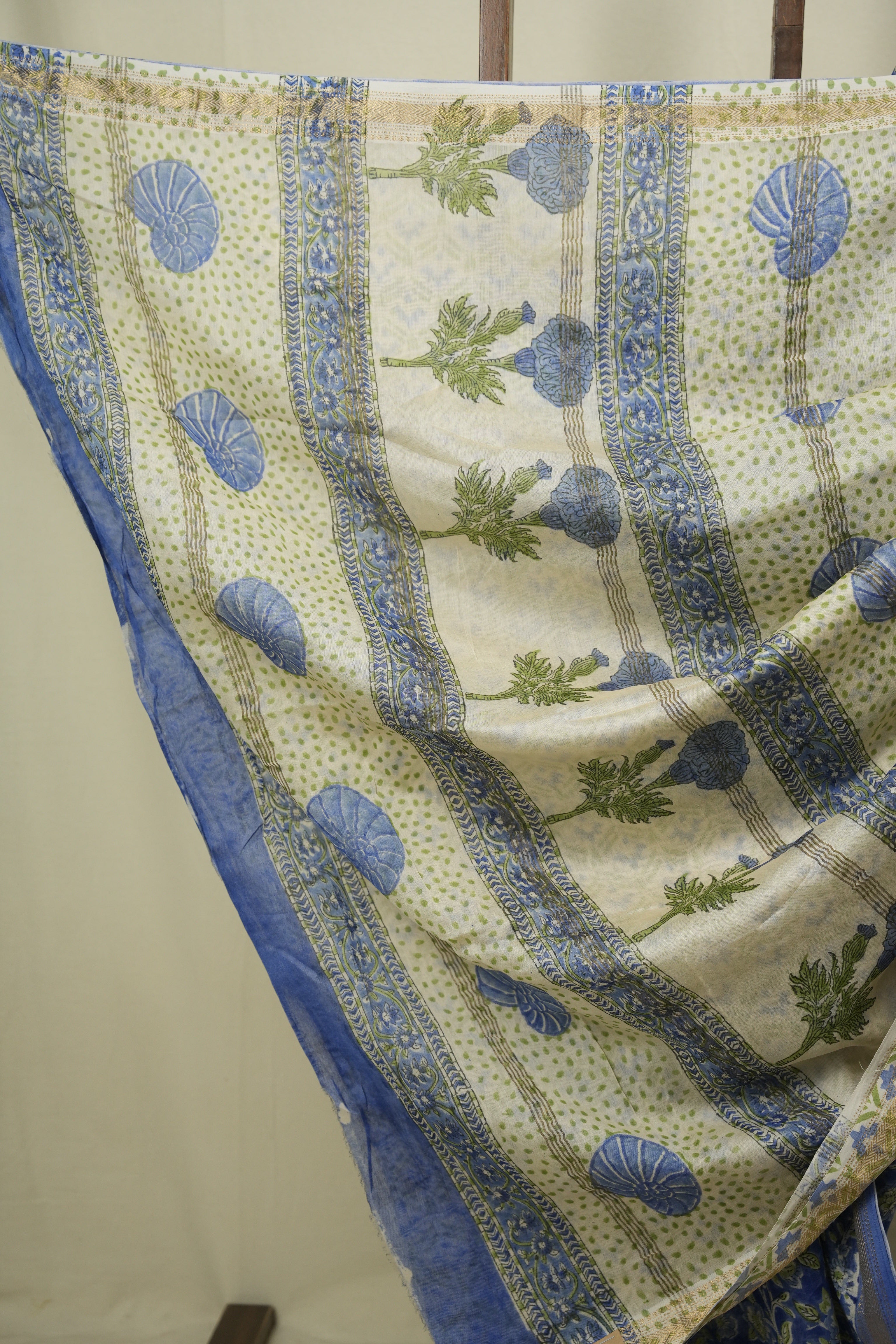 Blue HBP Cotton Silk Saree With Chanderi Border - SRBCSS1758