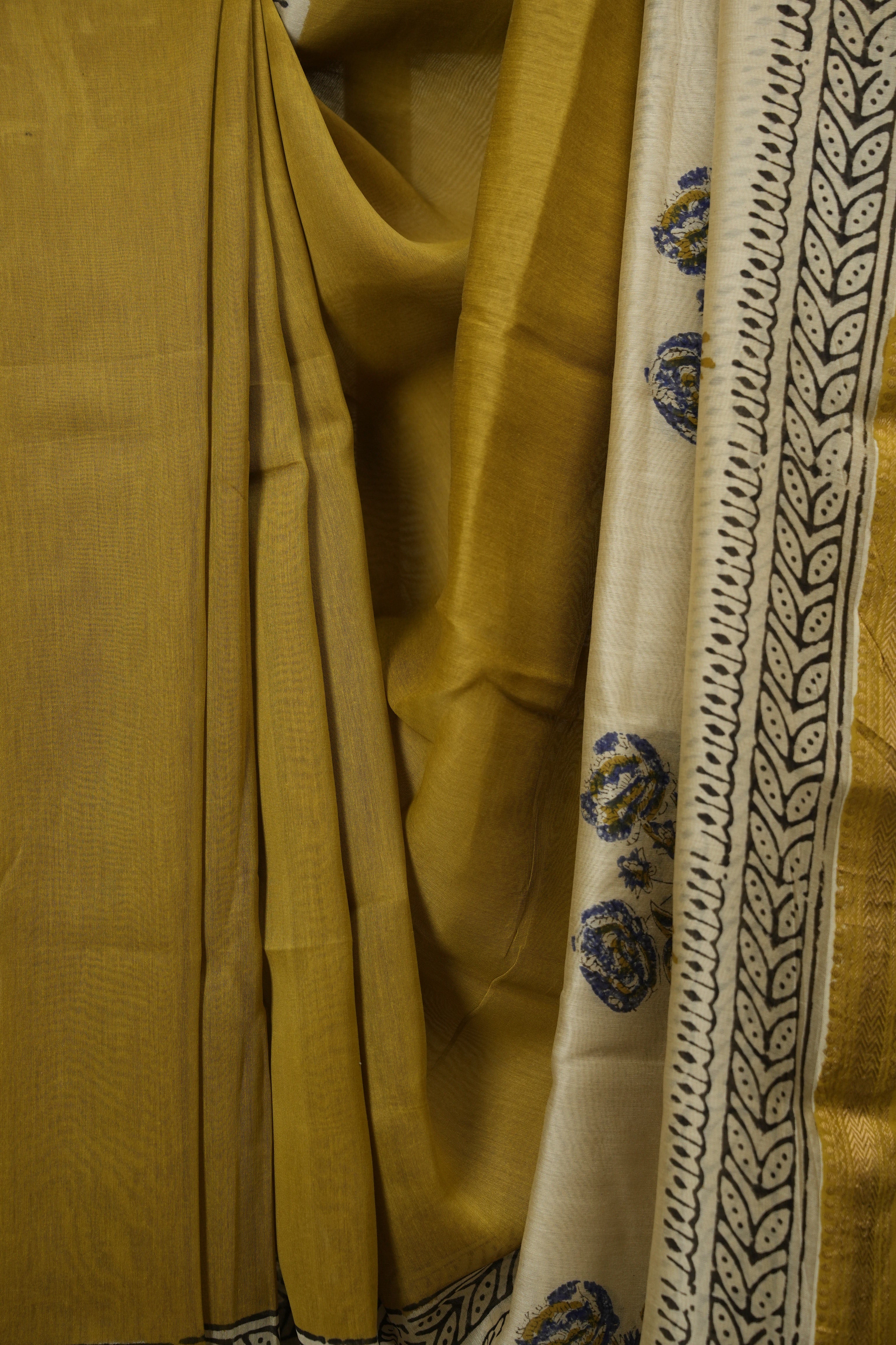 Mustard HBP Cotton Silk Saree With Chanderi Border - SRMCSS1759