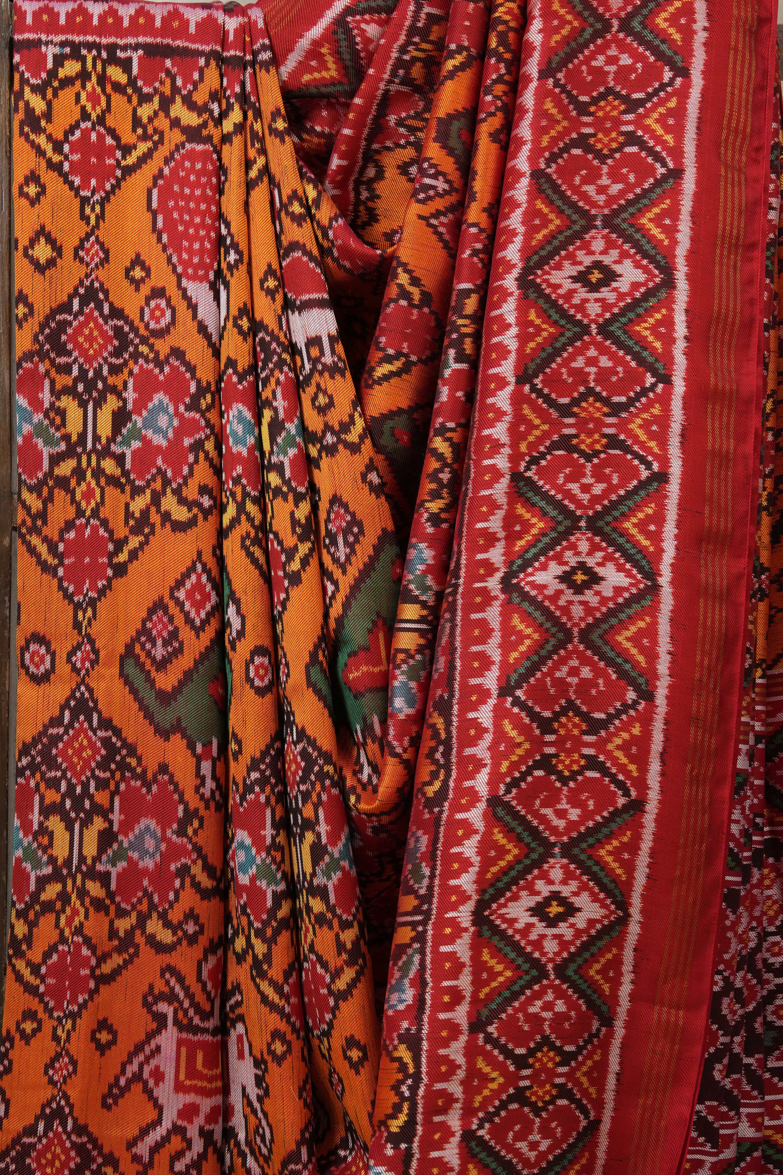 Orange Rajkot Patola Silk Saree - SRORPSS461