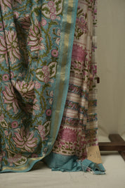 Sea Blue HBP Cotton Silk Saree With Chanderi Border - SRSBCSS1760