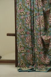 Sea Blue HBP Cotton Silk Saree With Chanderi Border - SRSBCSS1760
