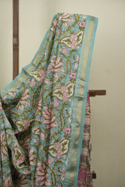 Sea Blue HBP Cotton Silk Saree With Chanderi Border - SRSBCSS1760
