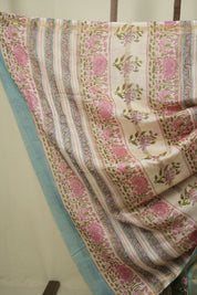 Sea Blue HBP Cotton Silk Saree With Chanderi Border - SRSBCSS1760