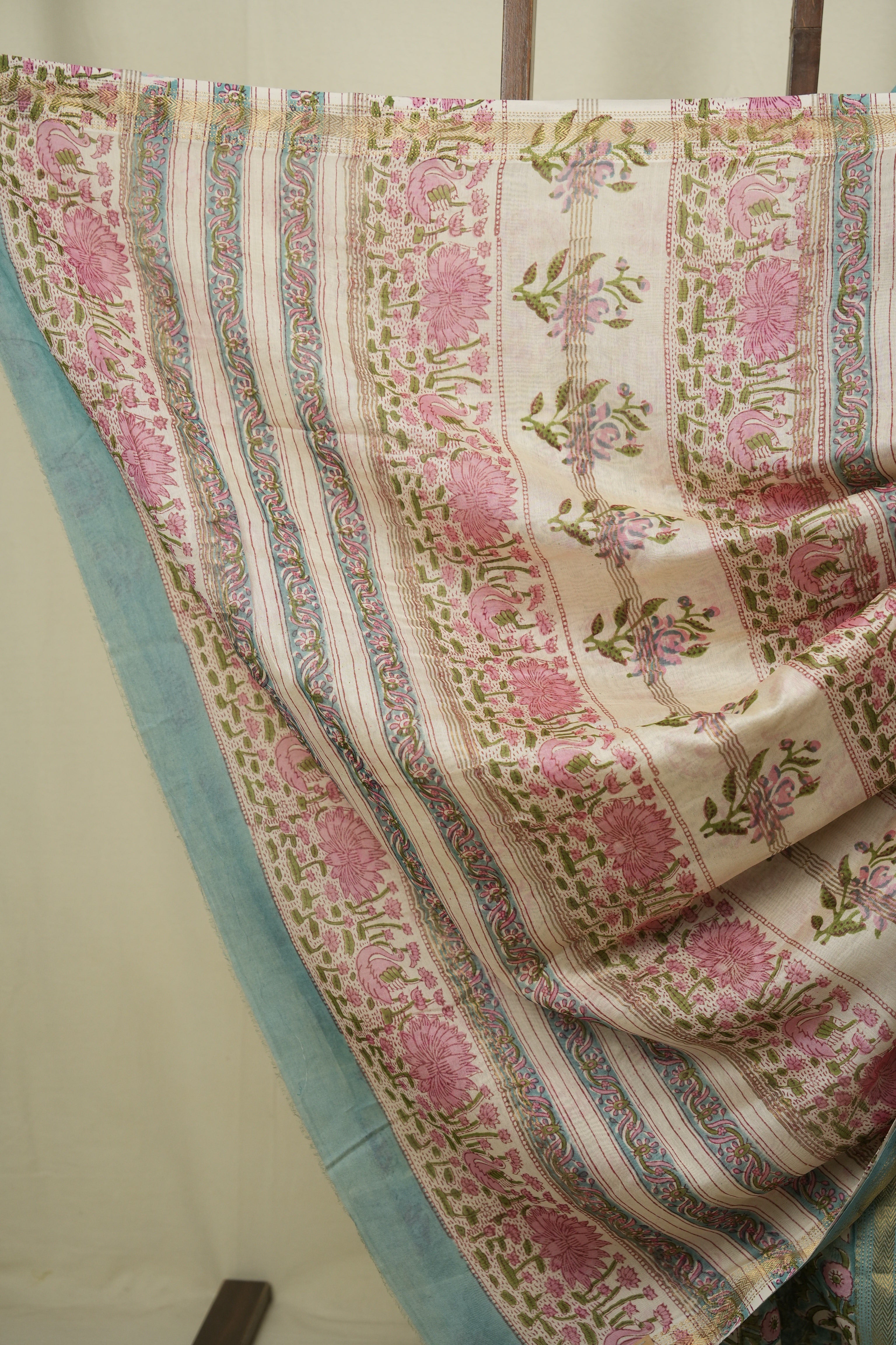 Sea Blue HBP Cotton Silk Saree With Chanderi Border - SRSBCSS1760