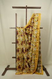 Yellow HBP Cotton Silk Saree With Chanderi Border - SRYCSS1761