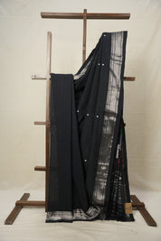 Black Cotton Paithani Saree - SRBCPS658