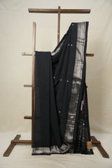 Black Cotton Paithani Saree - SRBCPS658