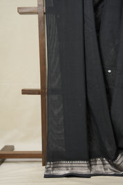 Black Cotton Paithani Saree - SRBCPS658