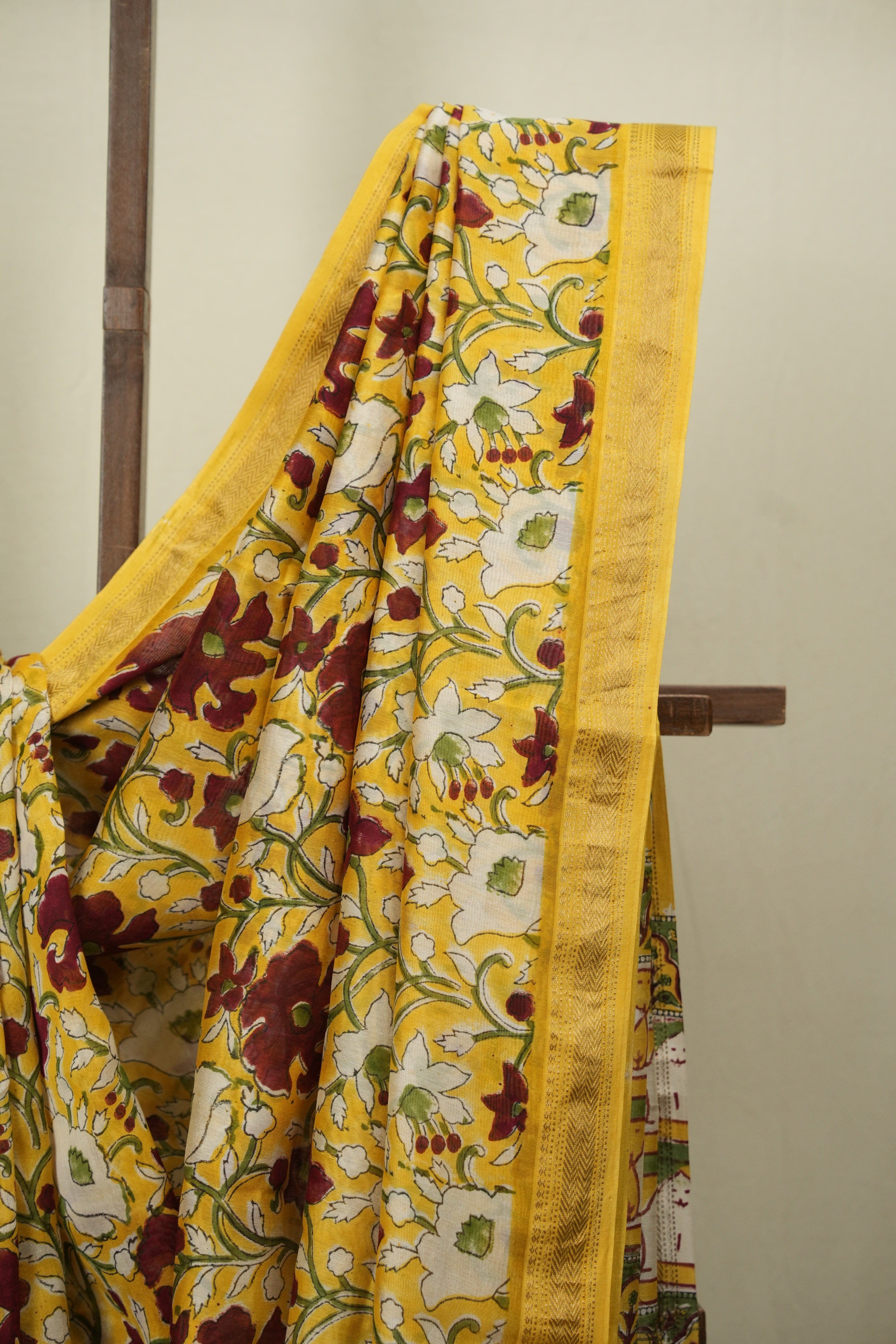 Yellow HBP Cotton Silk Saree With Chanderi Border - SRYCSS1761