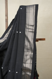 Black Cotton Paithani Saree - SRBCPS658