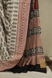Cream HBP Cotton Saree - SRCCS3673