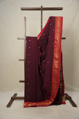 Maroon Cotton Paithani Saree - SRMCPS655
