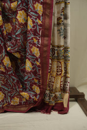 Maroon HBP Cotton Silk Saree With Chanderi Border - SRMCSS1764