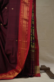 Maroon Cotton Paithani Saree - SRMCPS655