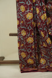 Maroon HBP Cotton Silk Saree With Chanderi Border - SRMCSS1764