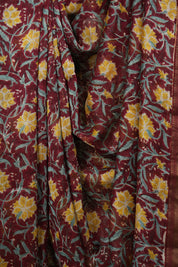 Maroon HBP Cotton Silk Saree With Chanderi Border - SRMCSS1764