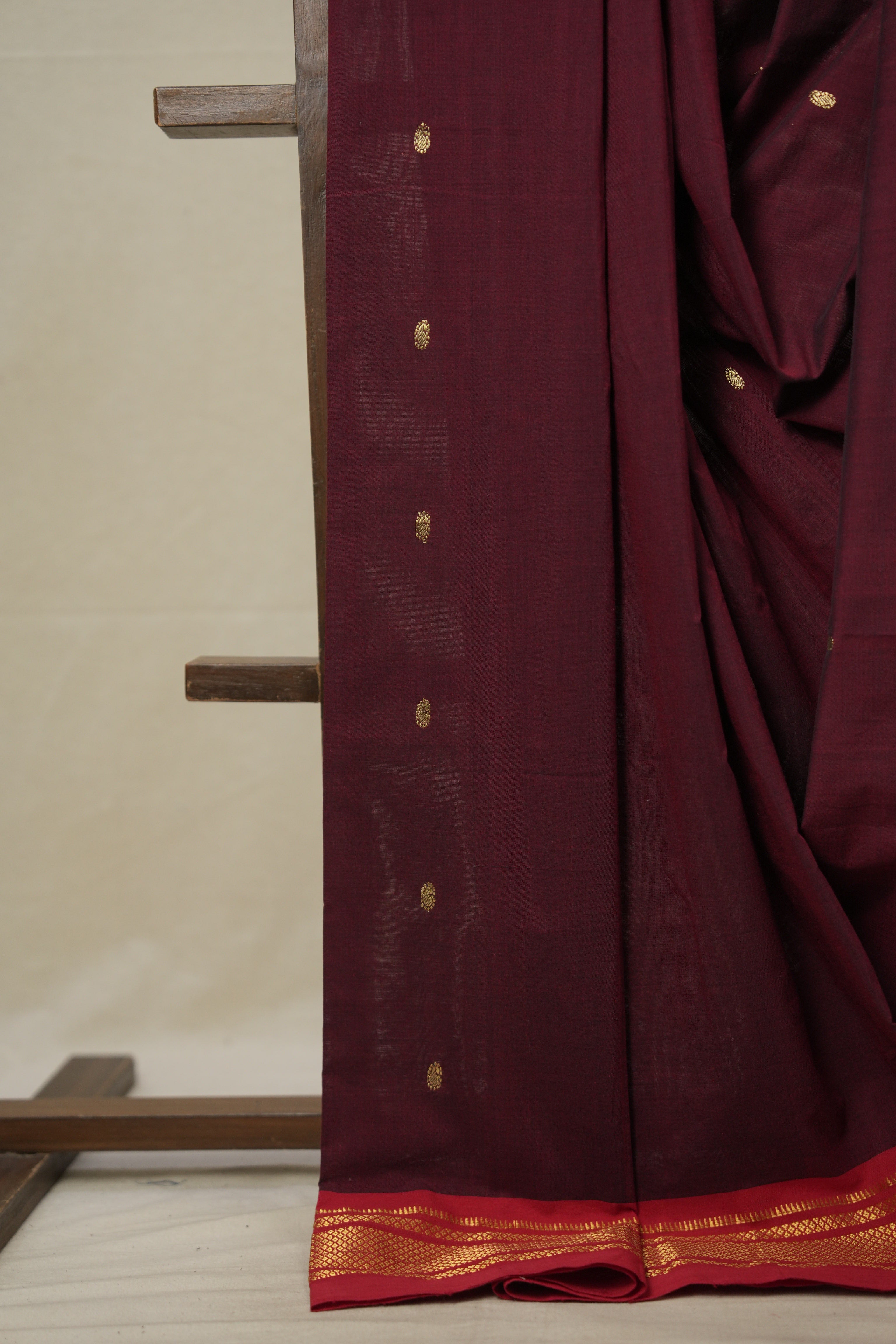 Maroon Cotton Paithani Saree - SRMCPS655