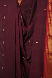 Maroon Cotton Paithani Saree - SRMCPS655
