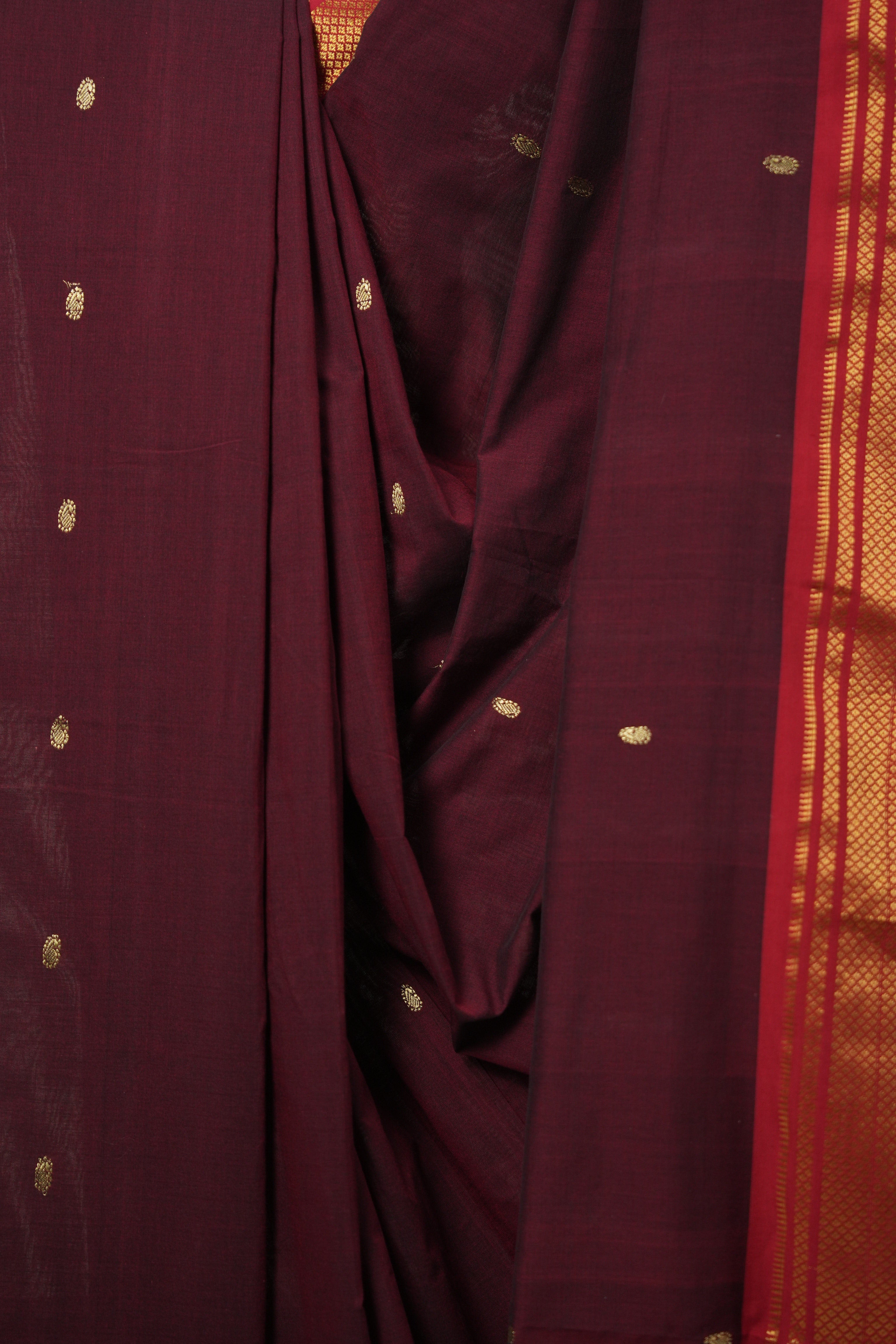 Maroon Cotton Paithani Saree - SRMCPS655