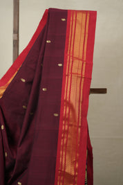 Maroon Cotton Paithani Saree - SRMCPS655